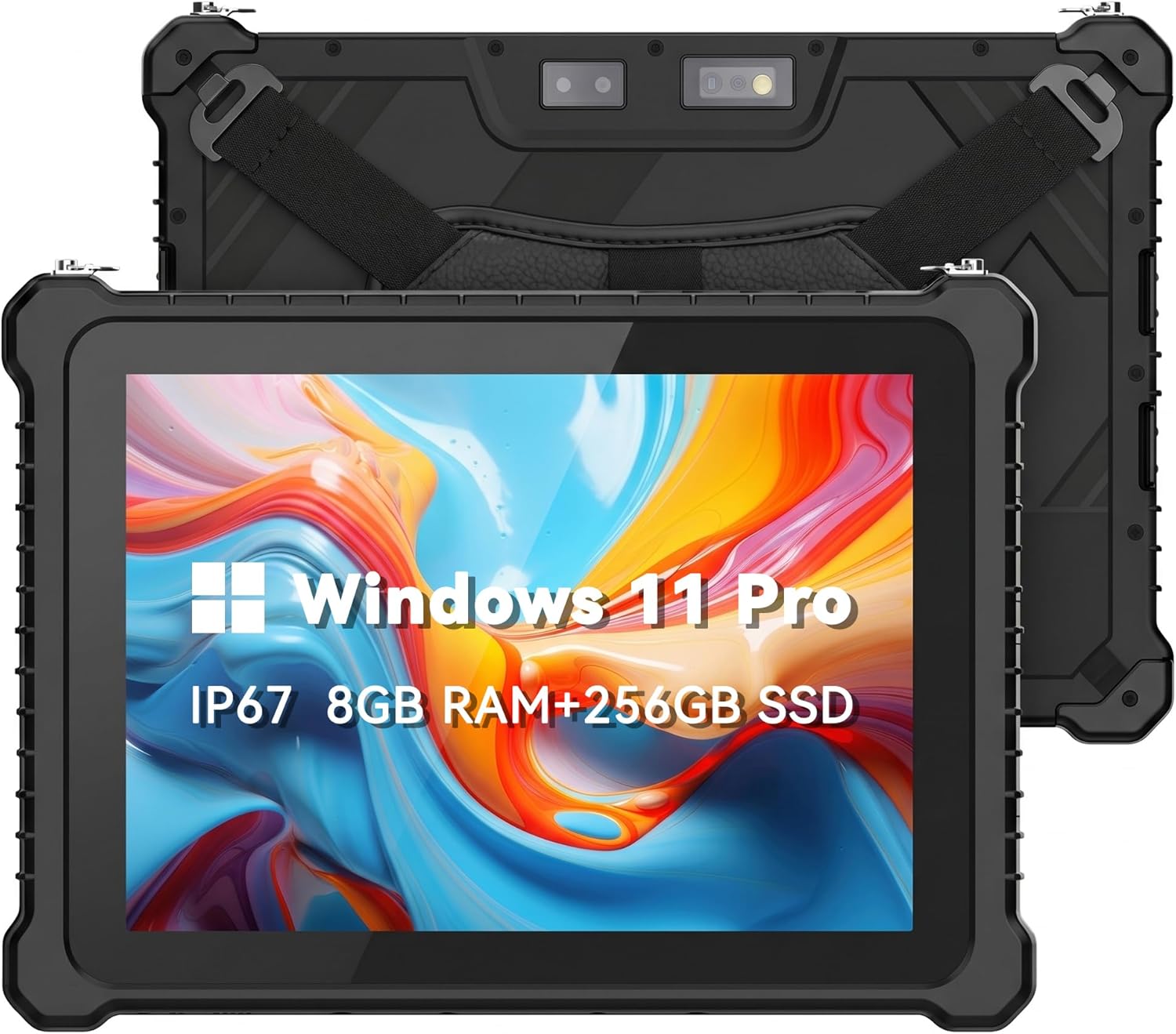 10.1" IP67 Rugged Tablet (N5100 8GB+256GB) Windows 11 Pro Waterproof Industrial Tablet PC, Fingerprint, 16000mAh Battery, 500nit, GPS, WiFi, 4G, BT4.2, NFC, 2D Scanner, for Outdoor Field Work