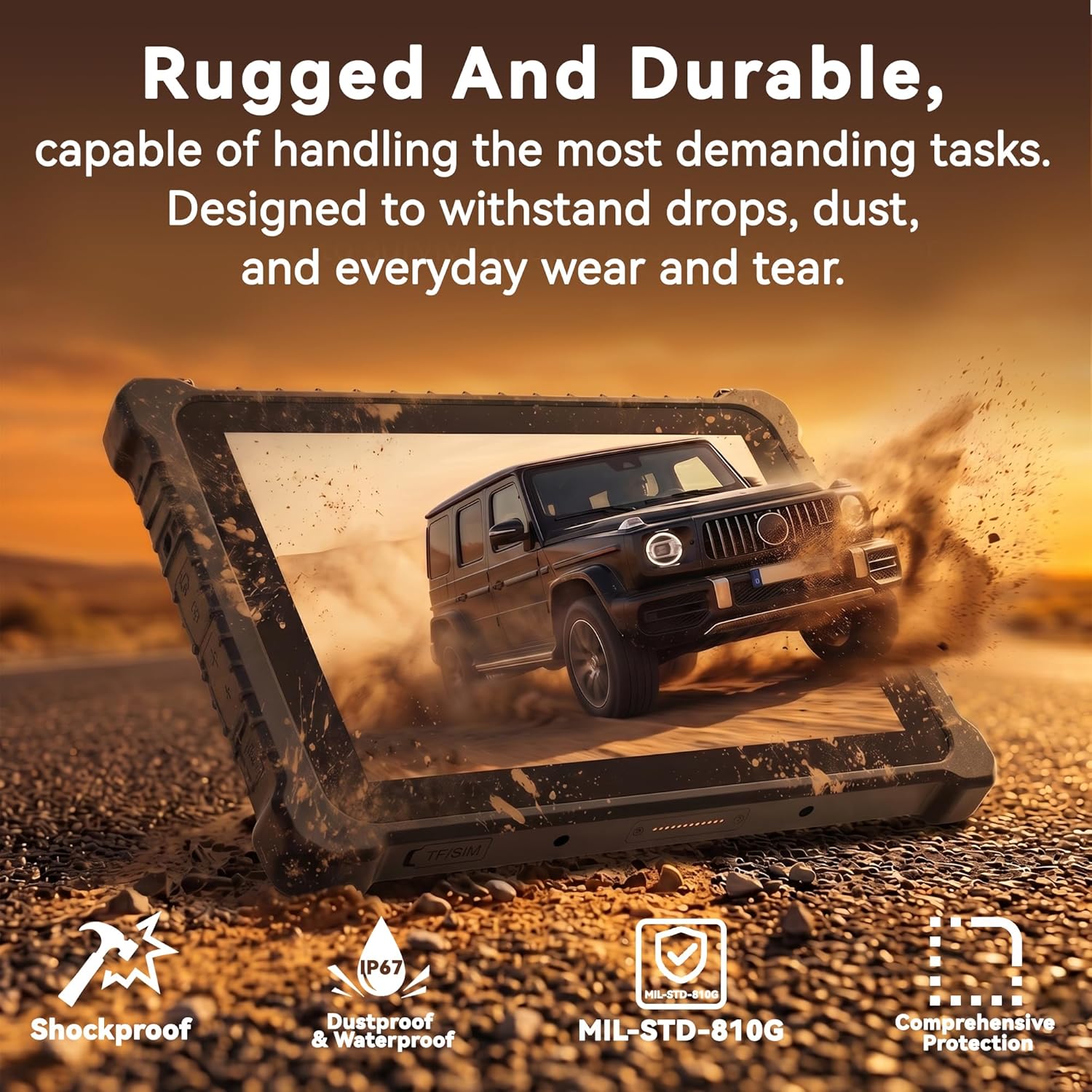 10.1" IP67 Rugged Tablet (N5100 8GB+256GB) Windows 11 Pro Waterproof Industrial Tablet PC, Fingerprint, 16000mAh Battery, 500nit, GPS, WiFi, 4G, BT4.2, NFC, 2D Scanner, for Outdoor Field Work - Image 3
