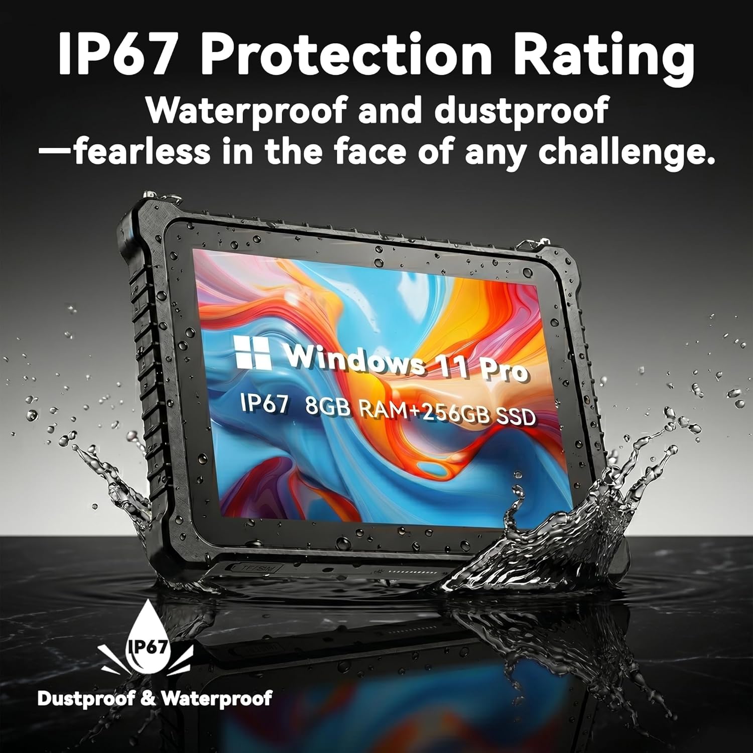 10.1" IP67 Rugged Tablet (N5100 8GB+256GB) Windows 11 Pro Waterproof Industrial Tablet PC, Fingerprint, 16000mAh Battery, 500nit, GPS, WiFi, 4G, BT4.2, NFC, 2D Scanner, for Outdoor Field Work - Image 4
