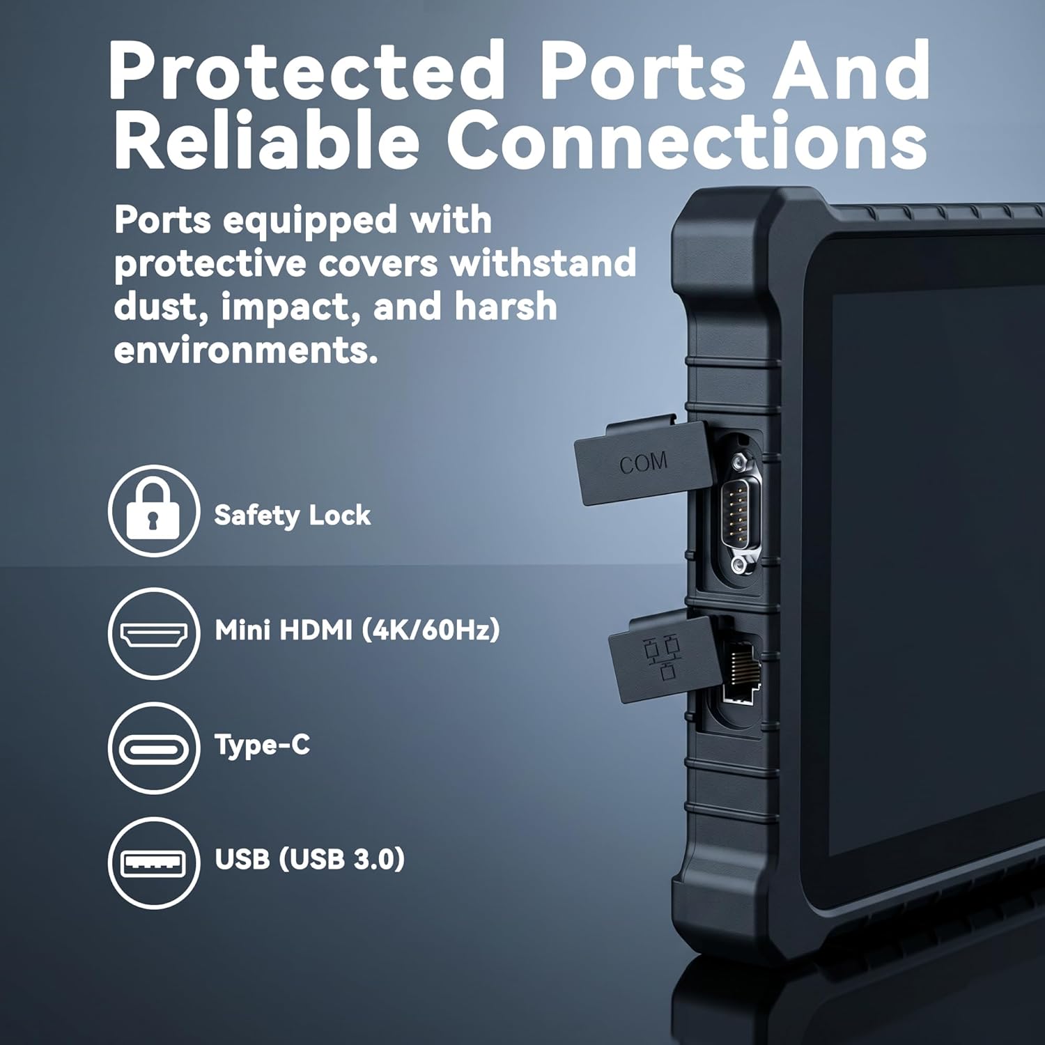 10.1" IP67 Rugged Tablet (N5100 8GB+256GB) Windows 11 Pro Waterproof Industrial Tablet PC, Fingerprint, 16000mAh Battery, 500nit, GPS, WiFi, 4G, BT4.2, NFC, 2D Scanner, for Outdoor Field Work - Image 6